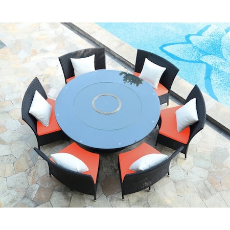 Manhattan Comfort Nightingdale 7-Piece Outdoor Dining Set in Orange, White and Black, PK7 OD-DS001-OR